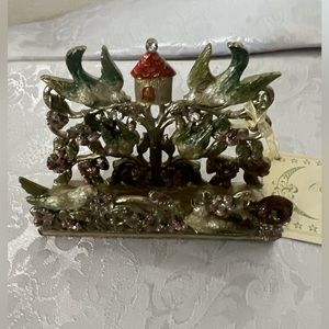 Enamel Birdhouse Desktop Business Card Holder